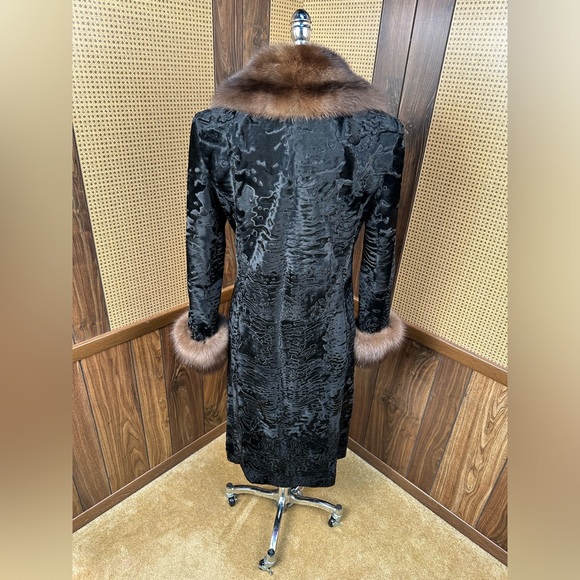 BADGLEY MISCHKA DESIGNER RUSSIAN BROADTAIL & SABLE FUR TRIM COAT JACKET MEDIUM - Picture 5 of 12